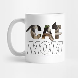 CAT MOM - black and white cat kitten oil painting word art Mug